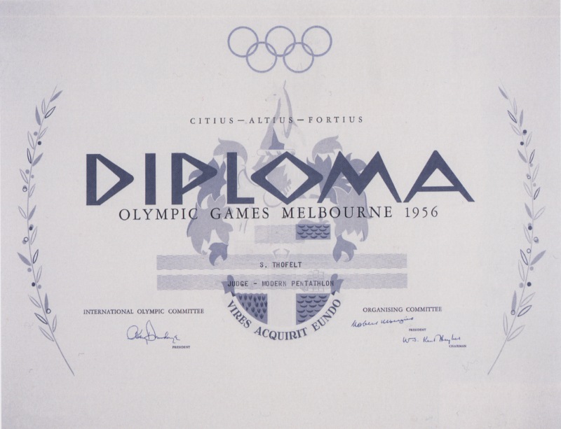 1956 olympic winner diploma