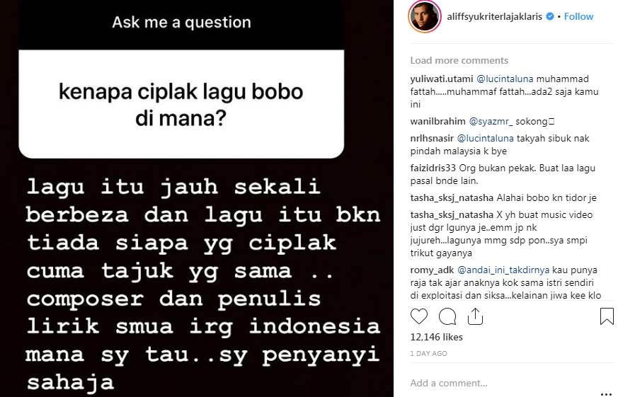 akhirnya aliff syukri jawab isu ciplak lagu bobo dimana 2