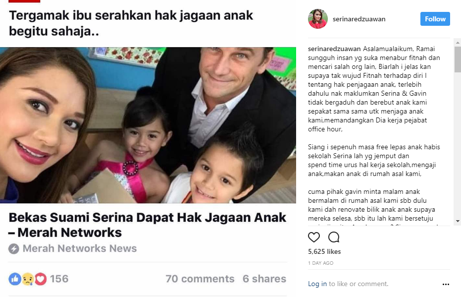 akhirnya serina buka mulut isu tuduhan abaikan anak 1