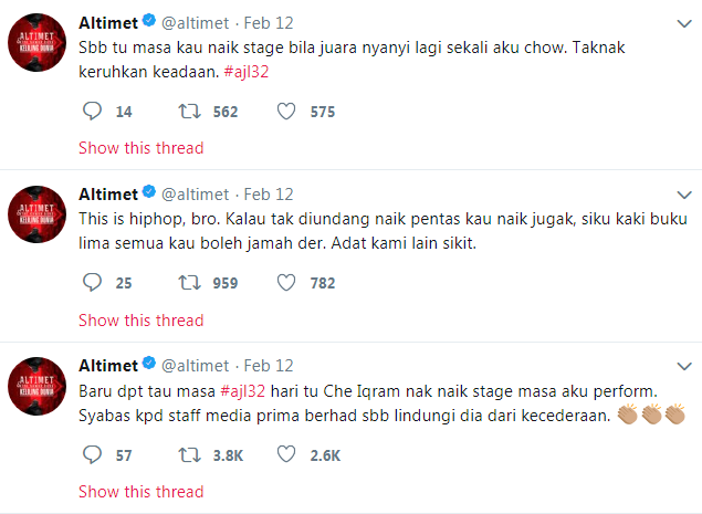 altimet nyaris tumbuk iqram dinzly di juara lagu 2