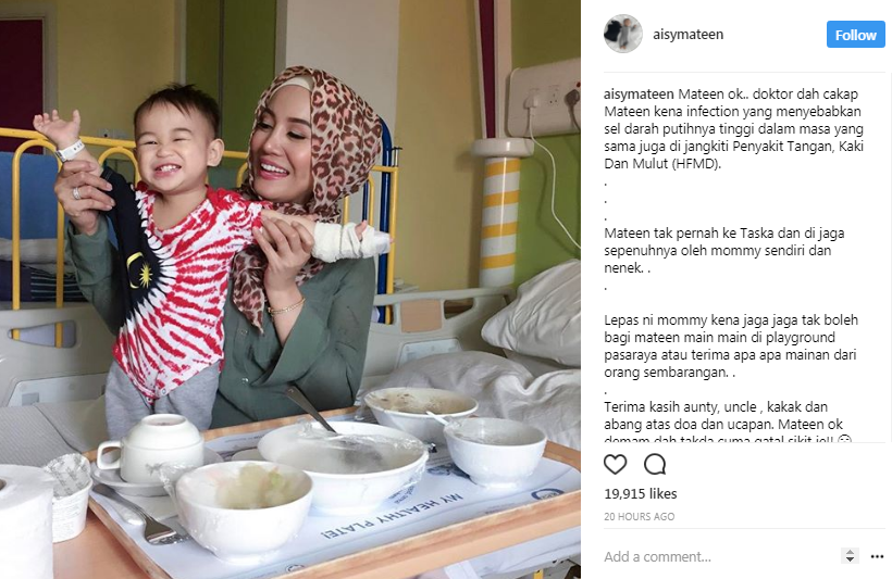 anak yana samsudin aisy mateen terima jangkitan penyakit hfmd 2