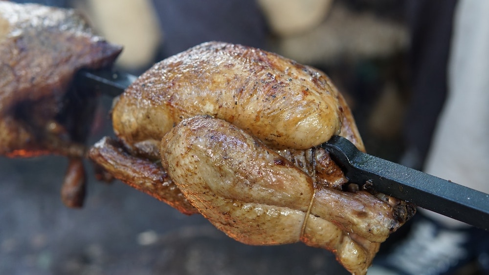 ayam dipanggang dicucuk rotissierrie