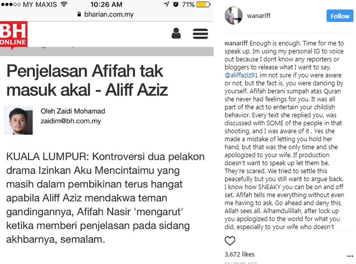 berang kenyataan kekasihnya dikritik teman lelaki afifah nasir cabar aliff aziz 2