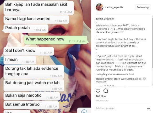 berperang di instagram bekas suami dedah rahsia mengejutkan zarina anjoulie 3