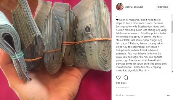 berperang di instagram bekas suami dedah rahsia mengejutkan zarina anjoulie 4