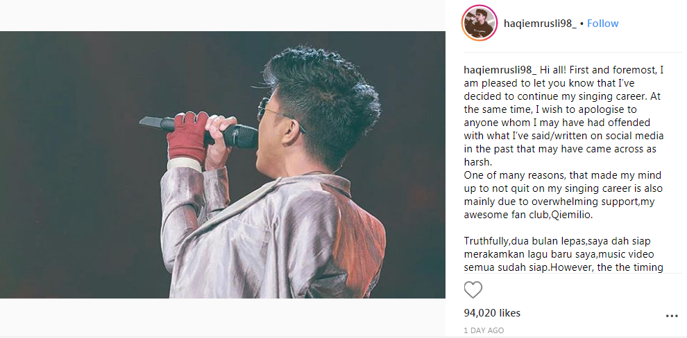 bersara atau tidak akhirnya haqiem rusli dedah keputusan 2