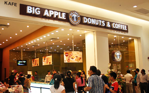 big apple donut and coffee