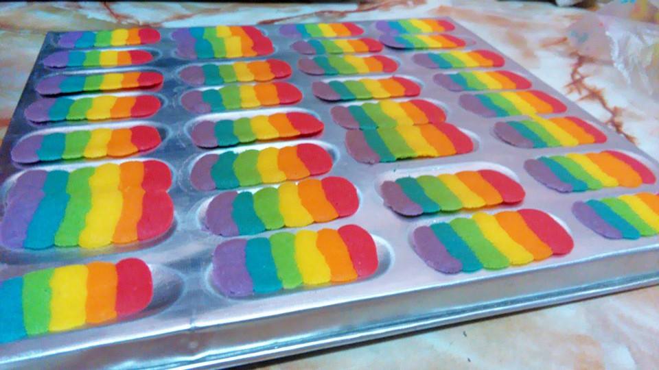 biskut lidah kucing rainbow