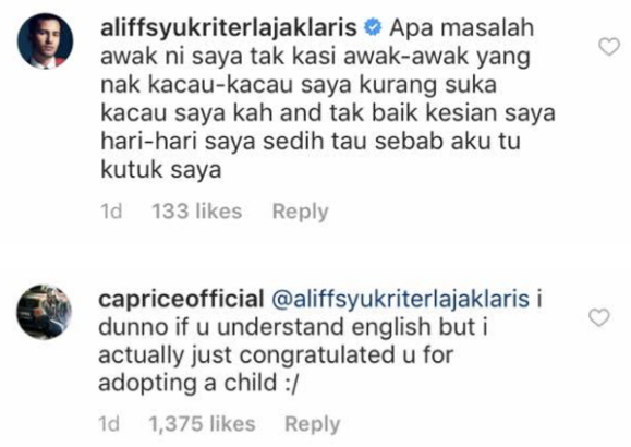 caprice ucap tahniah datuk aliff syukri mengamuk 3