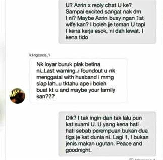 chatlog king coco dengan wanita mahu rampas suami