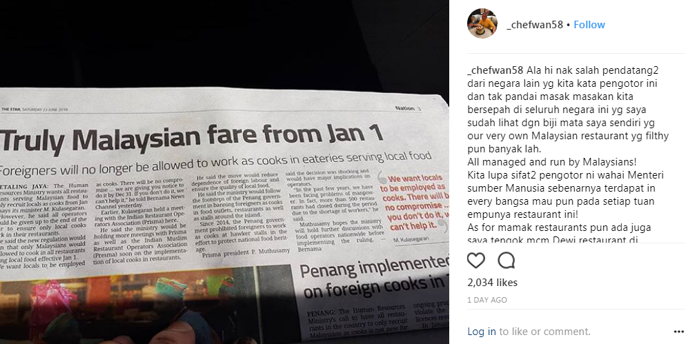 chef wan soal menteri isu pendatang tak boleh masak 2