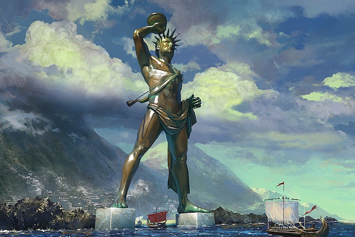 colossus of rhodes tugu keajaiban dunia seven wonders