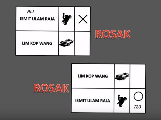 contoh undi rosak 4