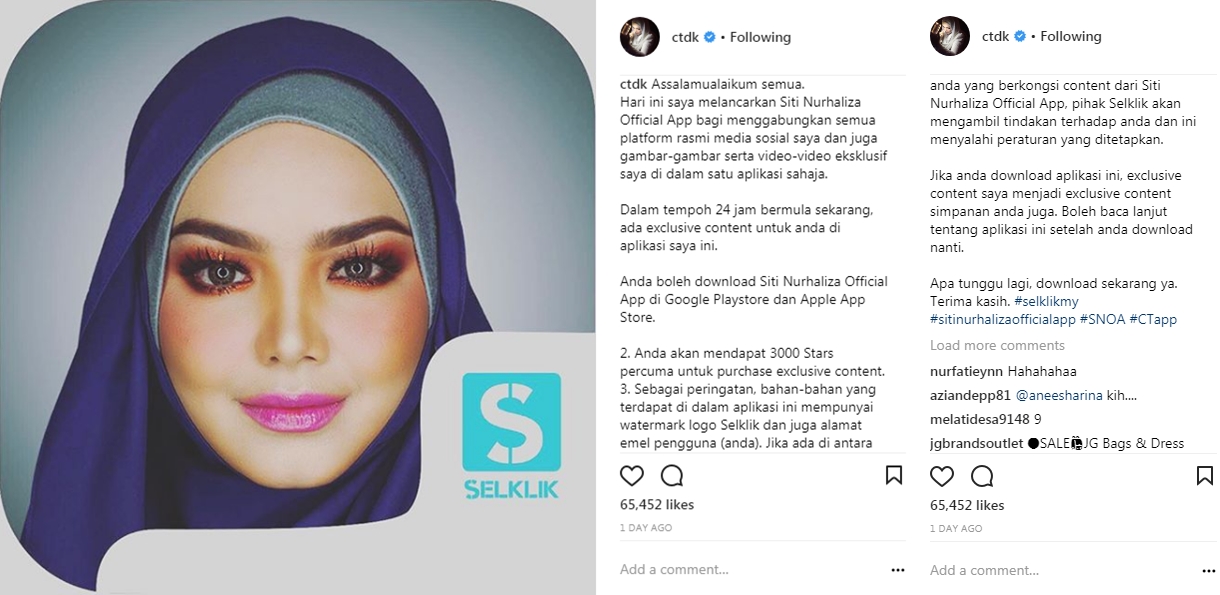 datuk seri siti nurhaliza artis pertama lancar aplikasi sendiri