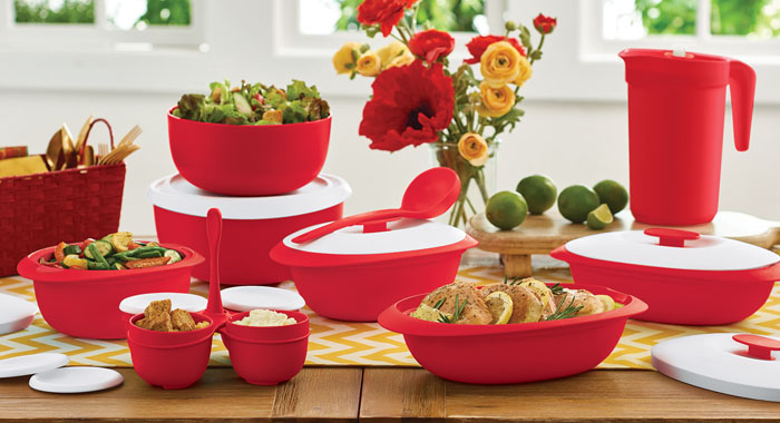 design menarik tupperware warna merah