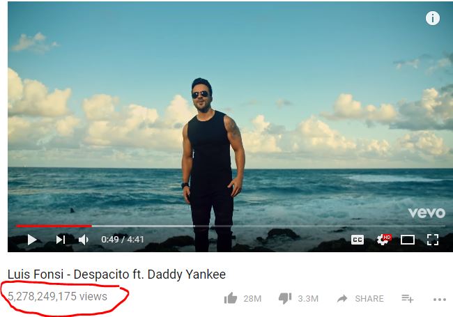 despacito video youtube dengan tontonan tertinggi di dunia 7