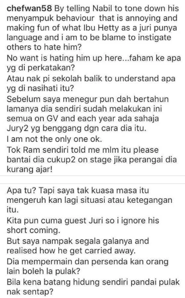 dia persenda orang lain boleh pula kena batang hidung sendiri nak sentap chef wan 2