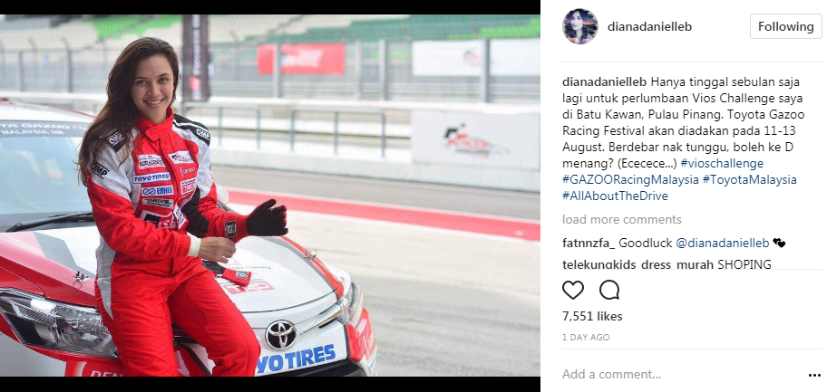 diana danielle tamat pengajian racing school bakal masuk litar 4