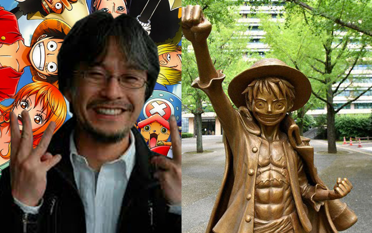 eichiiro oda dan tugu statue one piece luffy