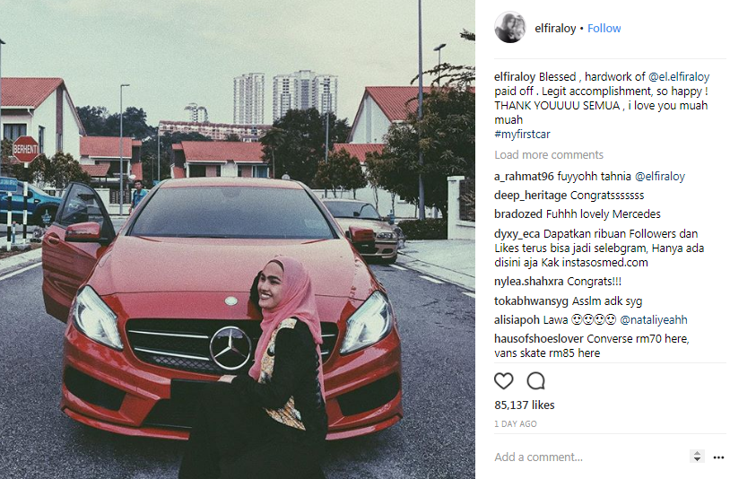 elfira loy dedah foto kereta mewah pertamanya yang mengejutkan 2