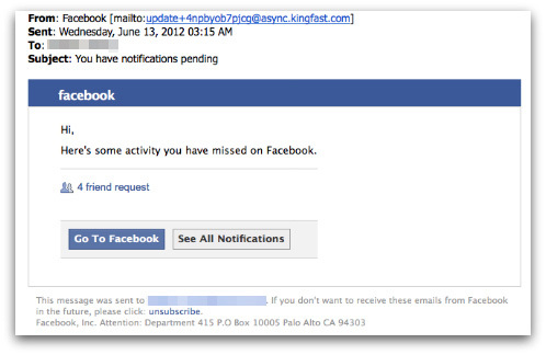 fake facebook email