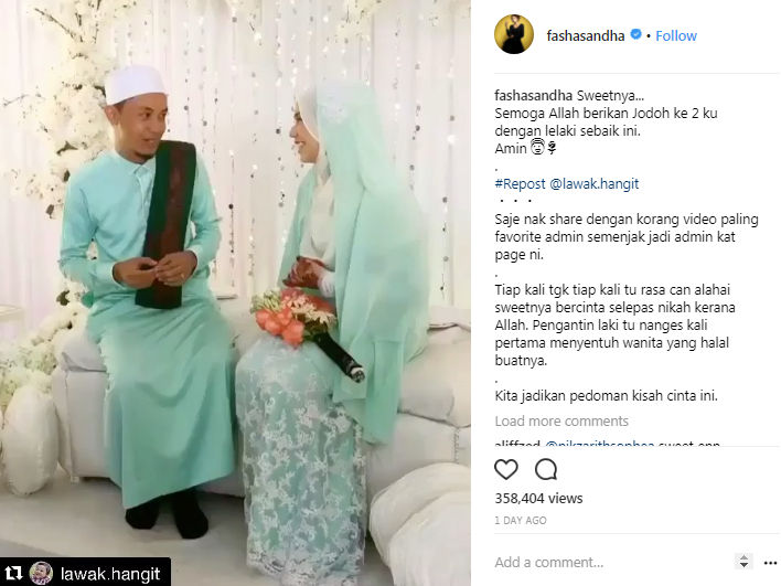 fasha sandha tersentuh lihat pengantin lelaki 2