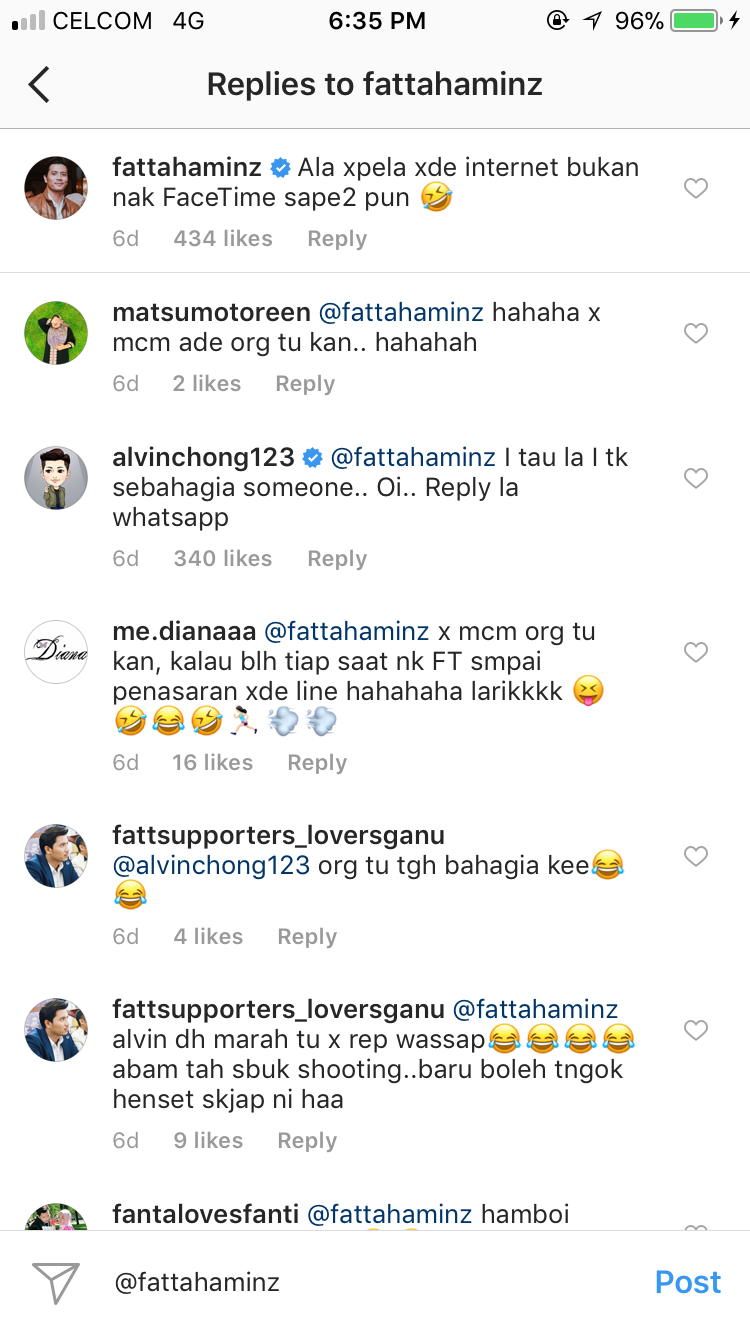 fattah amin kenakan alvin chong di instagram 2