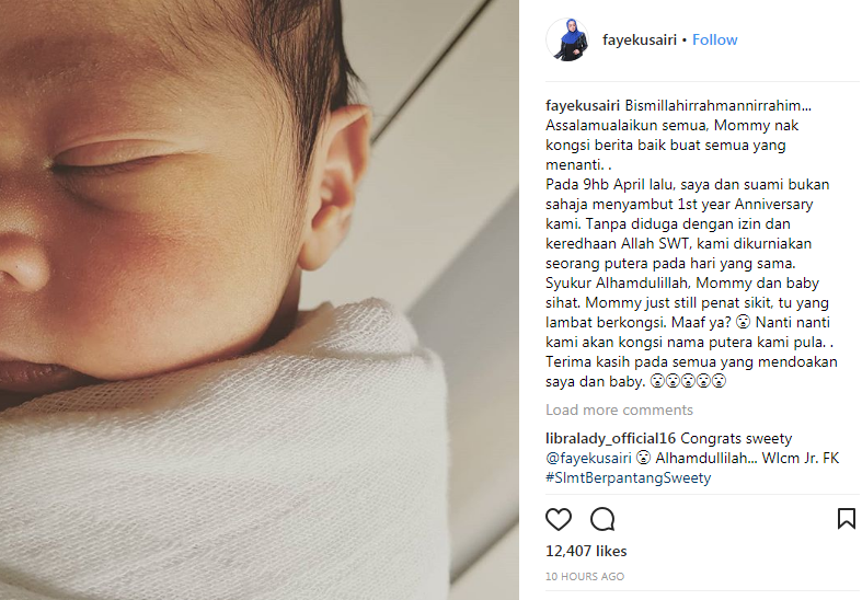 faye kusairi timang anak sulung 2