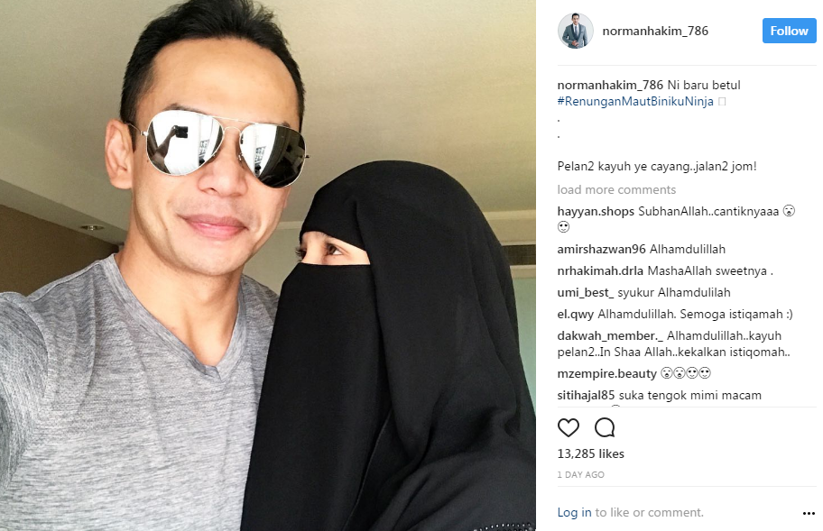 foto memey suhaiza isteri norman hakim kini berpurdah 2