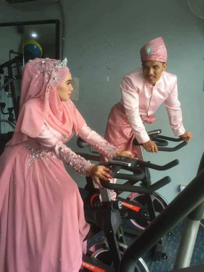 gambar kahwin pengantin di gym 5