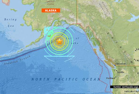 gempa bumi kuat gegar alaska amaran tsunami dikeluarkan