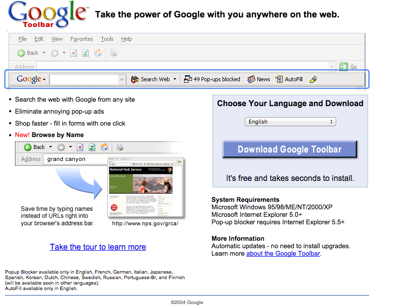 google search toolbar