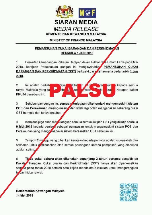 gst dimansuhkan 1 jun ikuti penjelasan sebenar kementerian kewangan 1