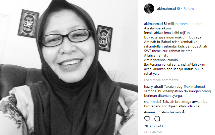 ibu akim ahmad meninggal dunia 2