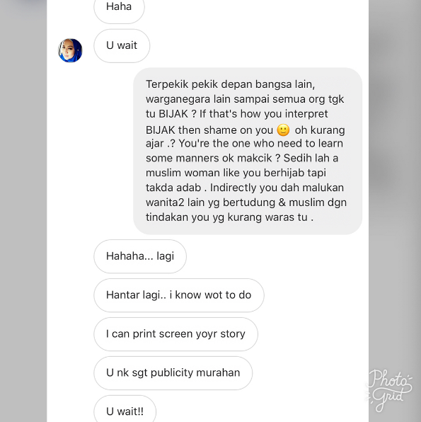 ika nabella dedah perbualan wanita tunjuk jari tengah di klia2 2