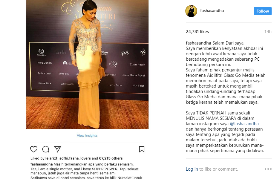 ini kenyataan akhbar fasha sandha berhubung isu disaman nora danish