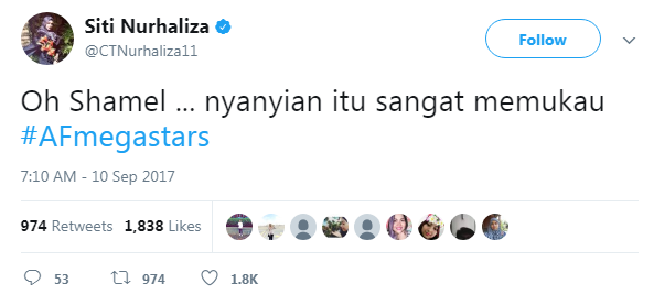 ini respon siti nurhaliza selepas syamel bawa lagunya di af megastar 2