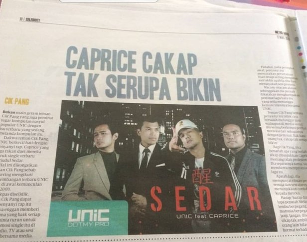 isu dengan caprice sekali lagi unic tampil buka mulut 2