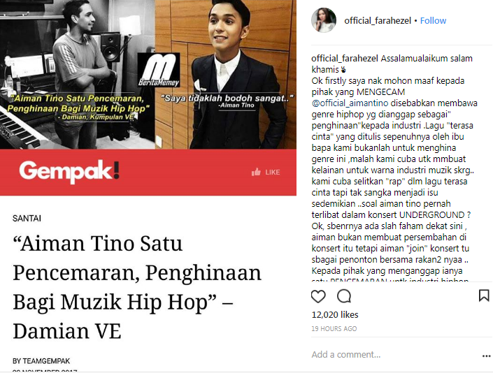 kakak aiman tino pula jawab tuduhan damian ve 2