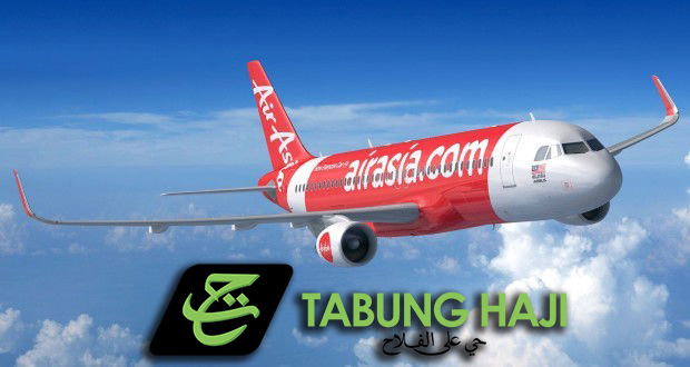 kapal terbang airasia dengan tabung haji