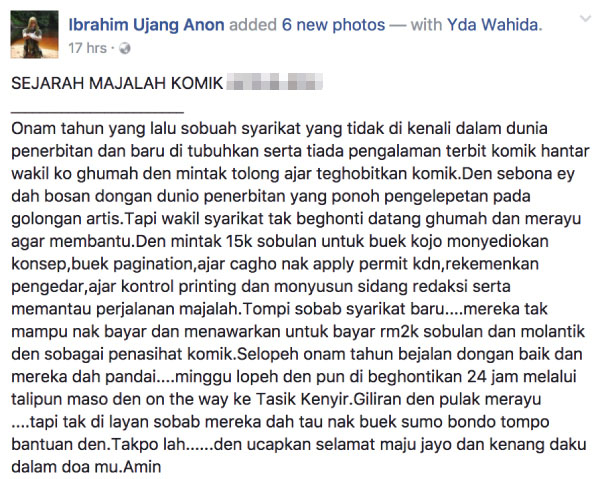 kartunis ujang luah rasa kecewa dikhianati buat kali kedua 1