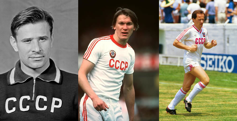 l to r lev yashin oleg blokhin and igor belanov