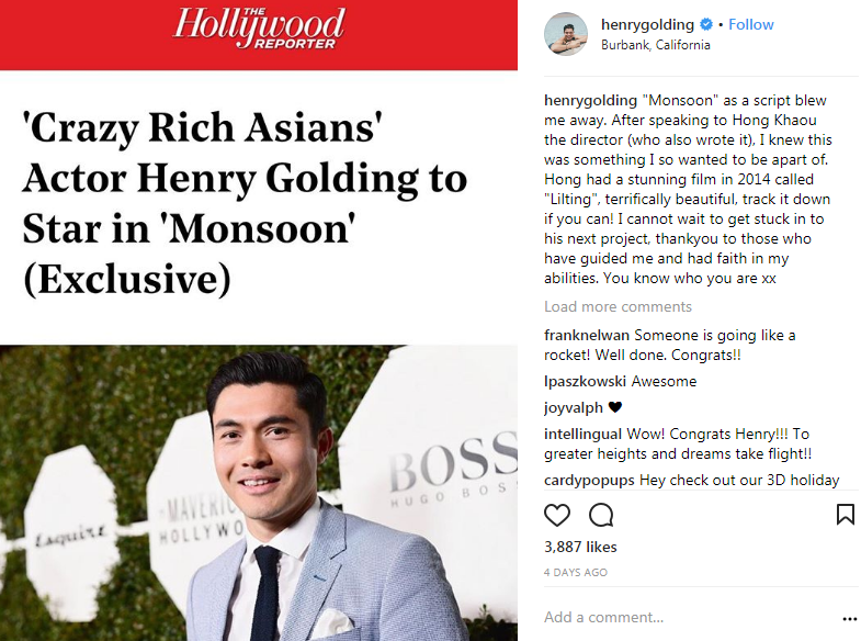 lagi watak utama filem hollywood untuk anak malaysia henry golding 2