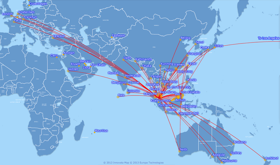 laluan malaysia airlines