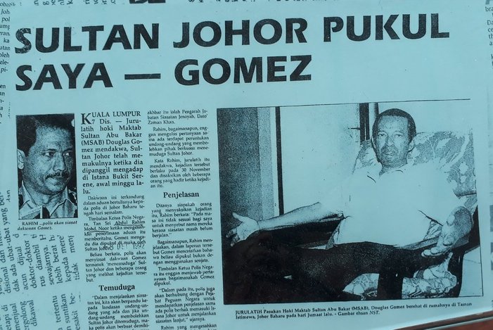 laporan akhbar berkaitan insiden pukul sultan johor