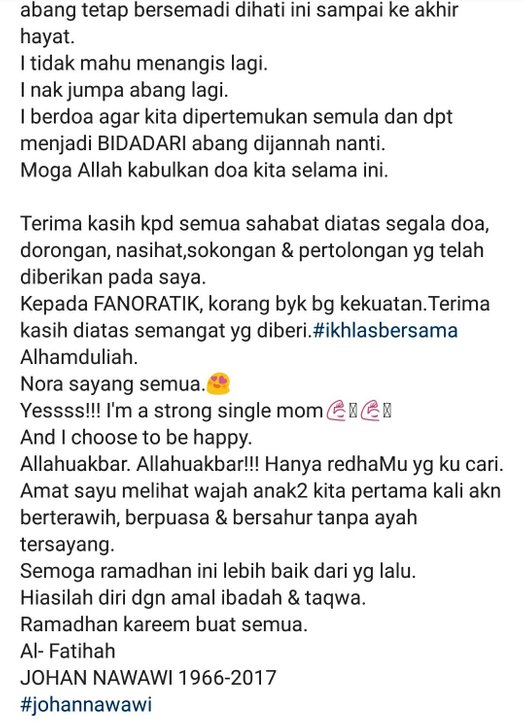 luahan nora sambut ramadhan tanpa suami sentuh hati netizen 2