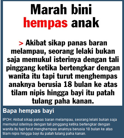 marah bini tapi hempas anak