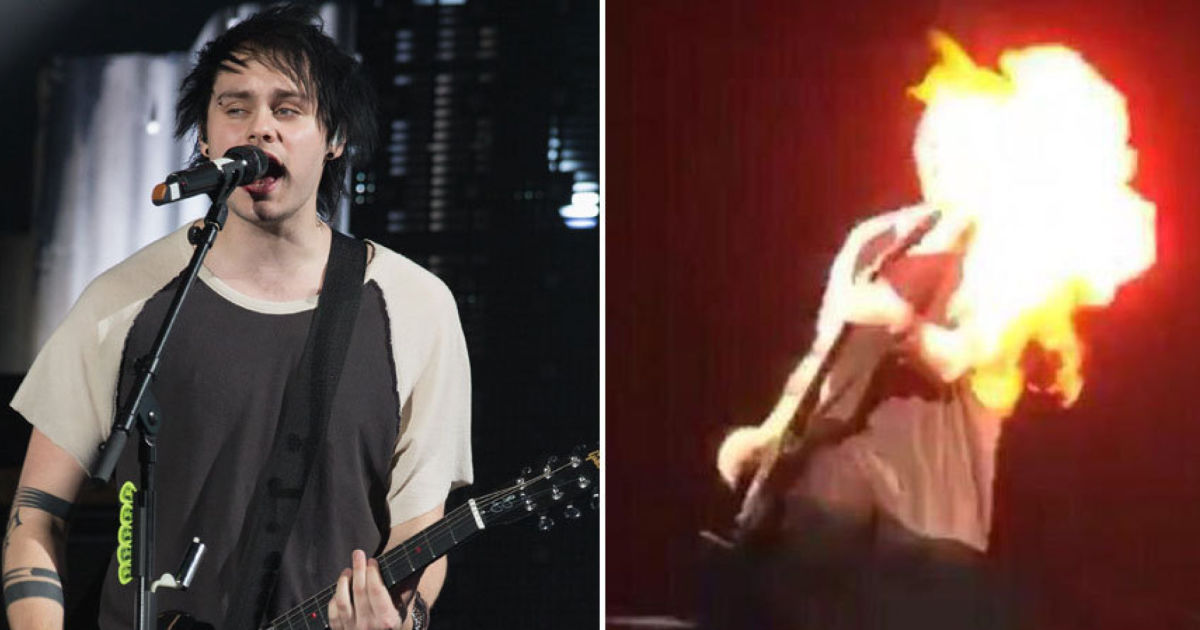 michael clifford 5 seconds of summer kecederaan di atas pentas