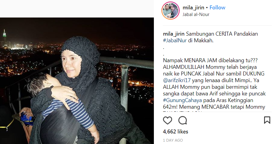 mila jirin dukung anak daki gunung jabal nur 2