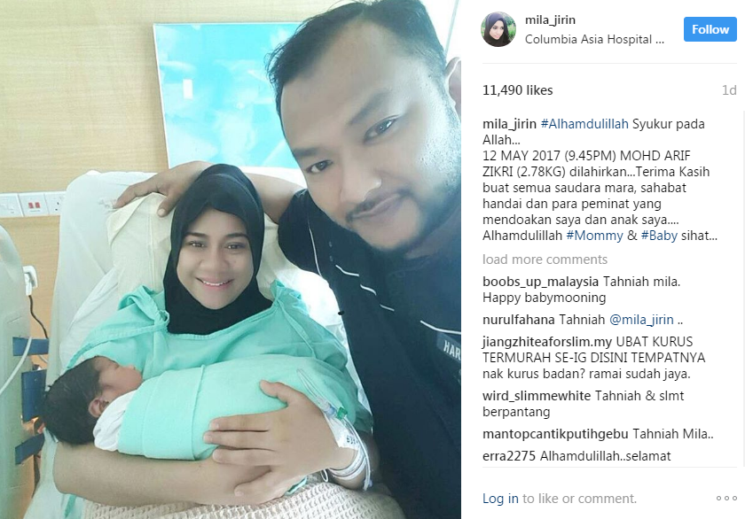 mila jirin selamat timang cahaya mata sulung 2